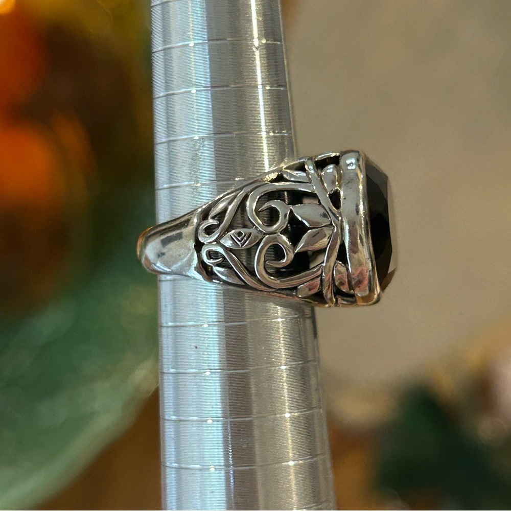 Silpada Ring Size 7 Black Oval Chalcedony Gemstone 925 Sterling Silver Indonesia - Picture 5 of 14